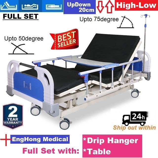 EngHong 4 Functions Hospital Bed medical bed HIGH LOW nursing bed, 3 Function Hospital Bed